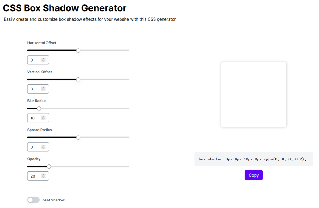 CSS Box Shadow Generator