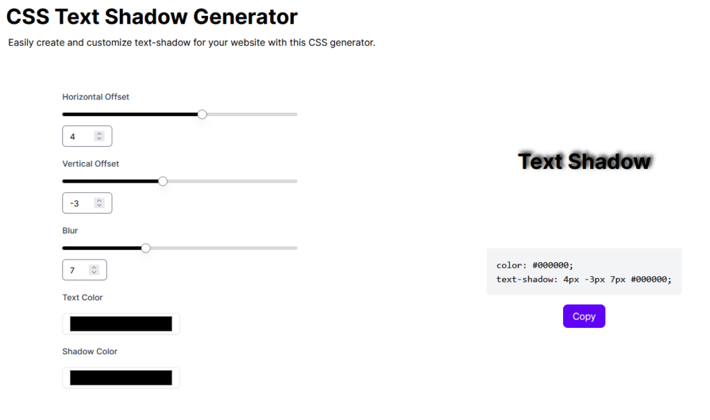 CSS Text Shadow Generator