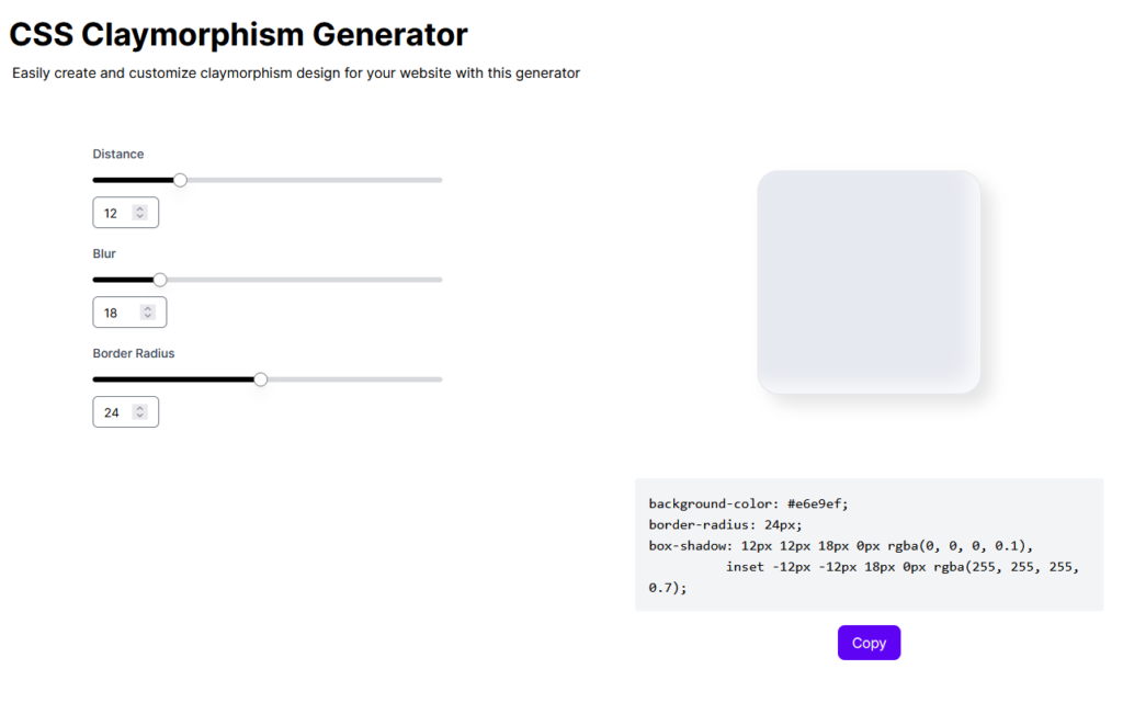 CSS Claymorphism Generator