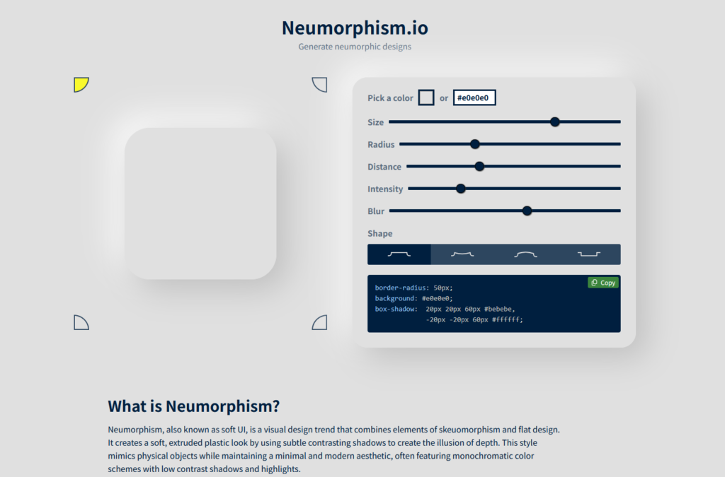 CSS Neumorphism Generator