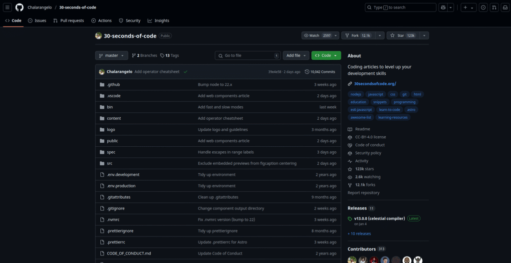 30-seconds-of-code learn javascript - GitHub Repositories to learn JavaScript