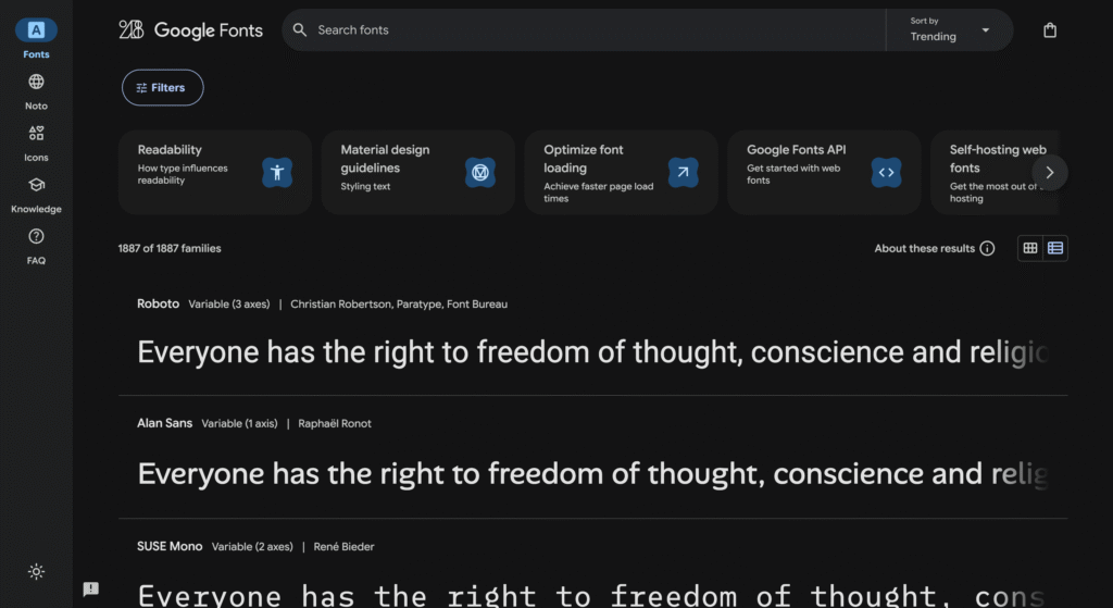 Google Fonts - FREE Font Resources