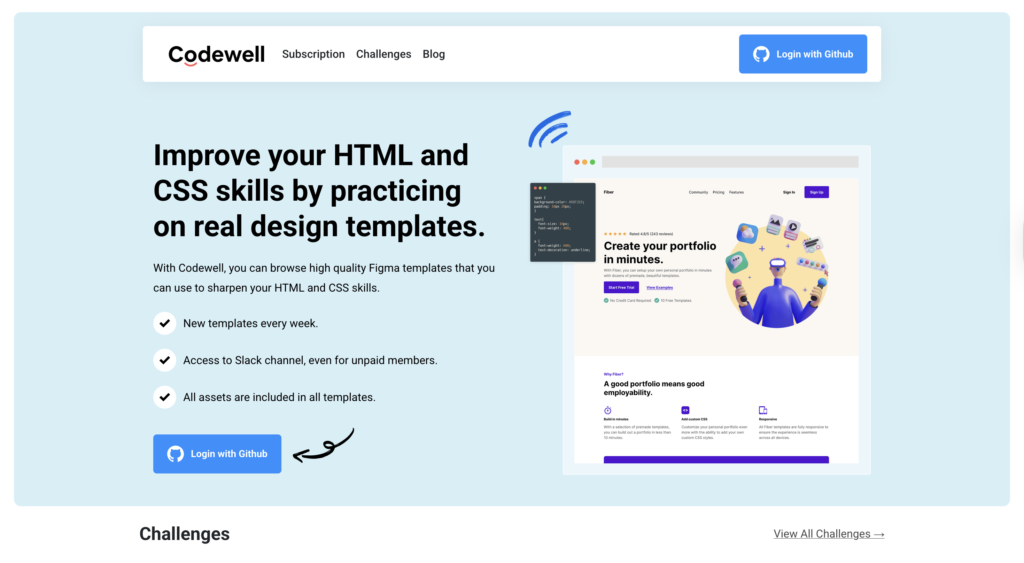 Codewell - Improve your HTML and CSS skills by practicing on real design templates