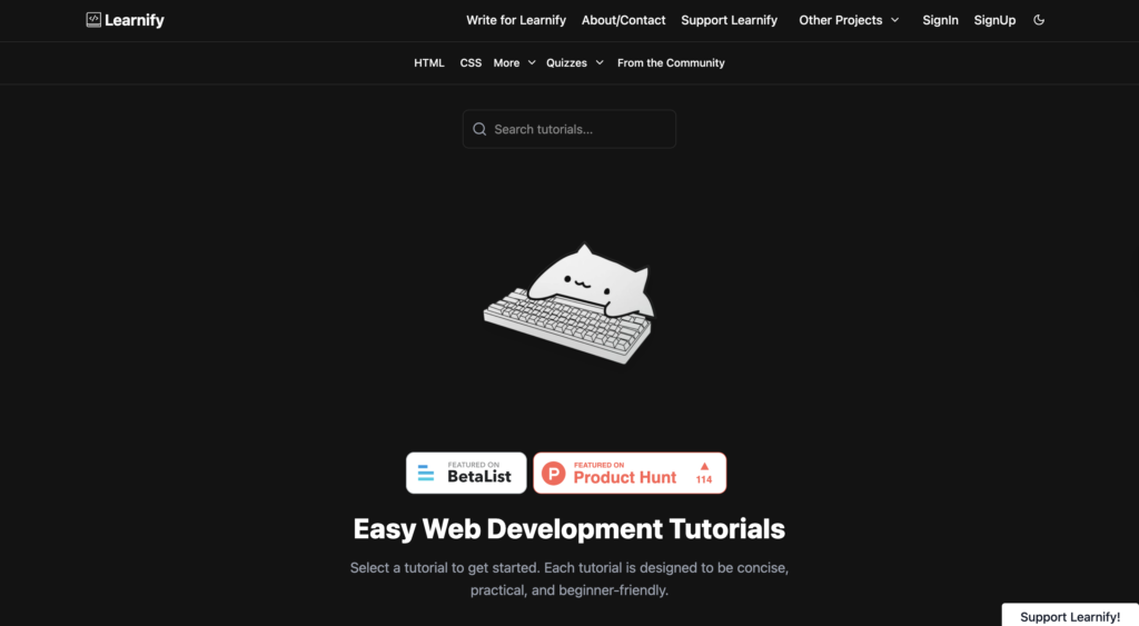 Learnify - Easy web development tutorials