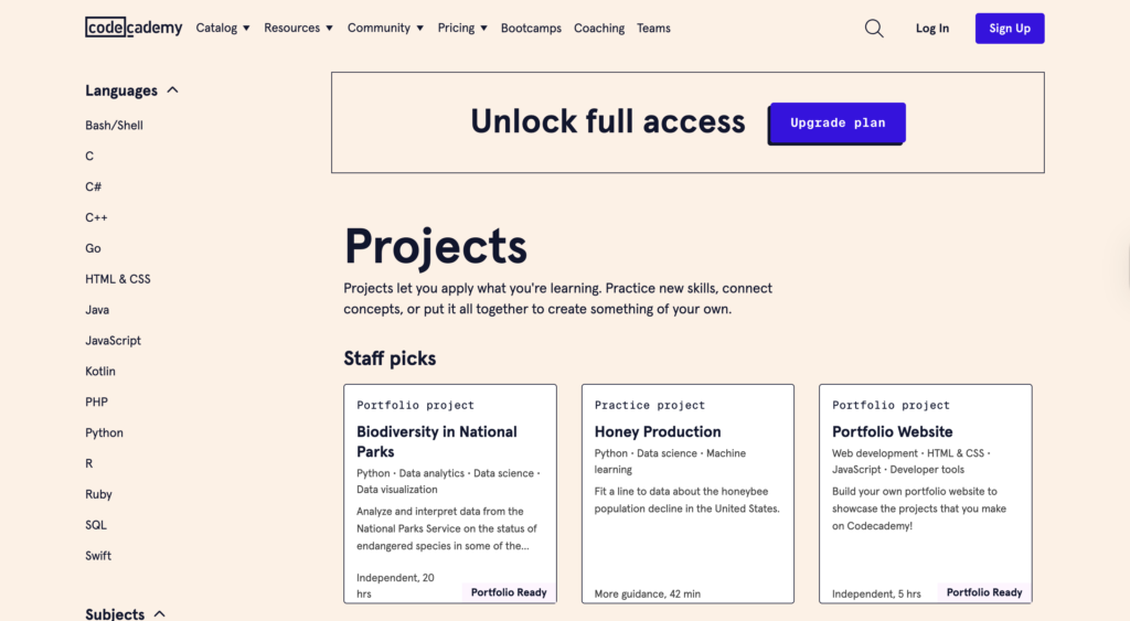 Codecademy Projects - Websites to Practice HTML CSS and JavaScript