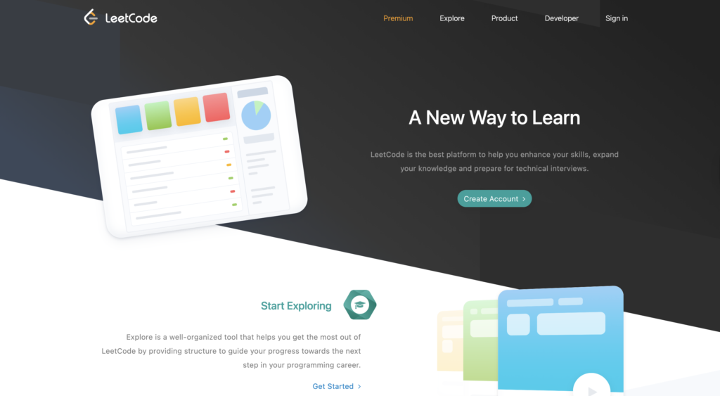 Leetcode - Websites to Practice HTML CSS and JavaScript