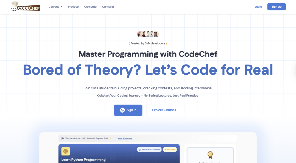 CodeChef - Websites to Practice HTML CSS and JavaScript