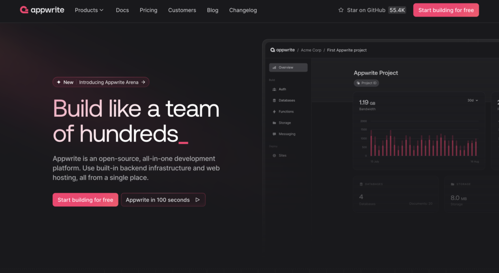 Appwrite - free hosting platforms