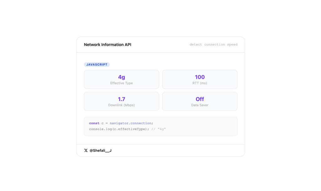 Network Information API -  browser native features javascript