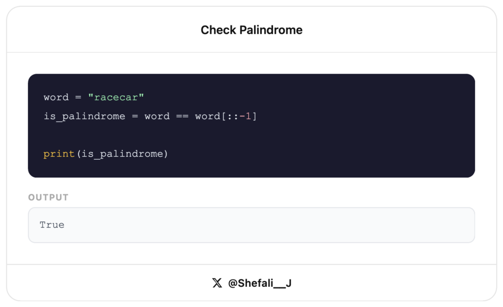 Check if a String is a Palindrome- Python one-liners