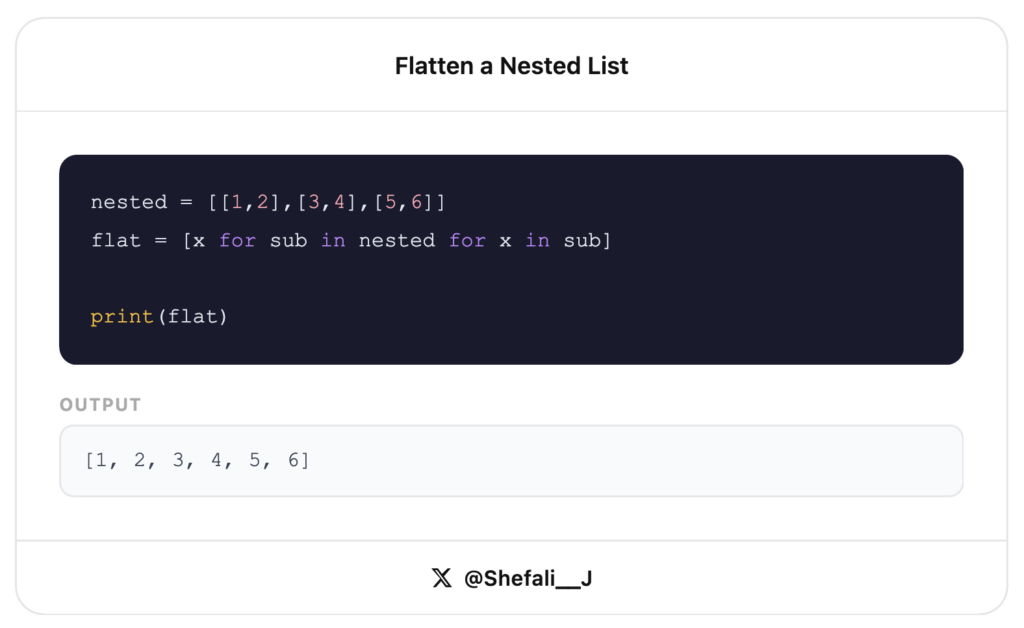 Flatten a Nested List - Python one-liners
