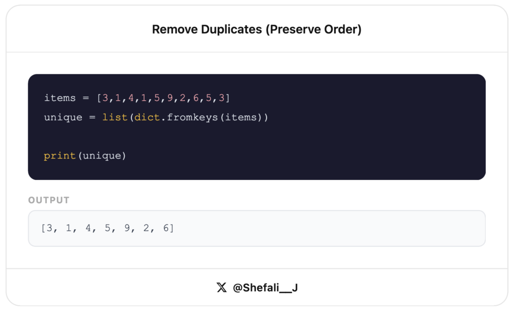 Remove Duplicates While Preserving Order - Python one-liners