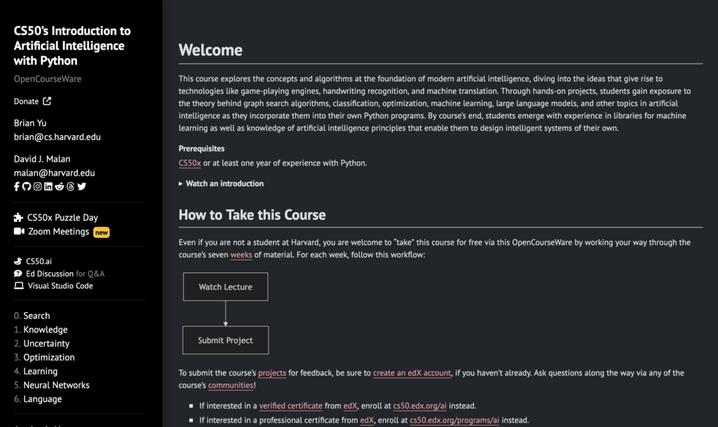 AI resources for developers - CS50's AI