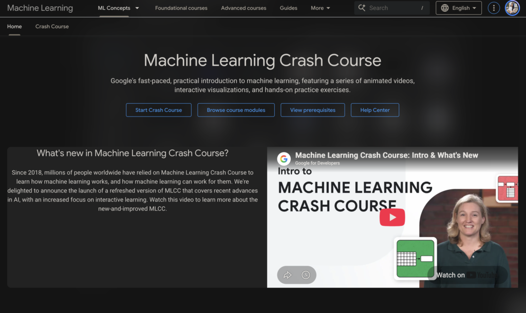 Google's Machine Learning Crash Course