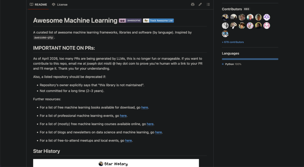 Awesome Machine Learning - GitHub Repositories to Learn AI