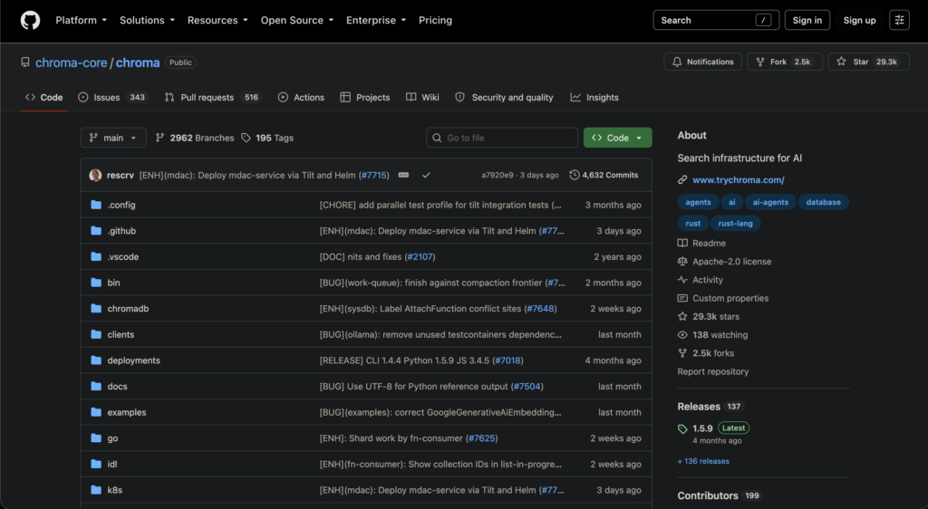 Chroma - GitHub repositories to build with AI