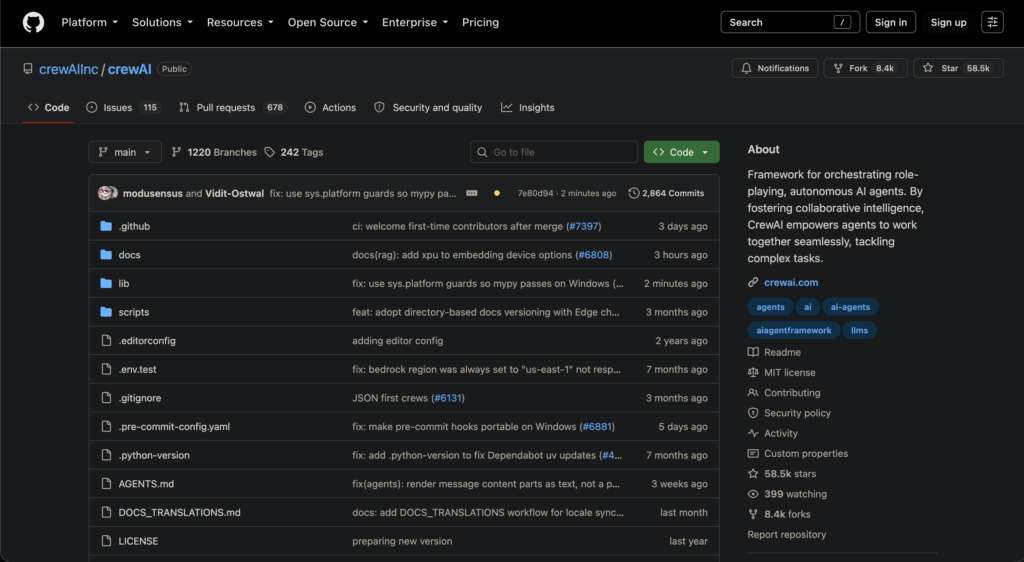 CrewAI - GitHub repositories to build with AI
