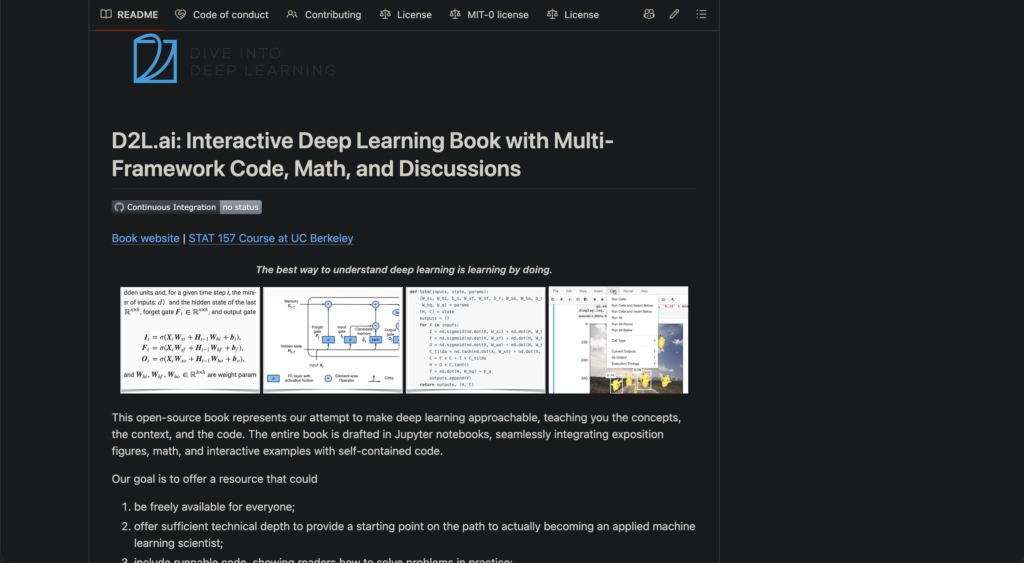 Dive Into Deep Learning - GitHub Repositories to Learn AI