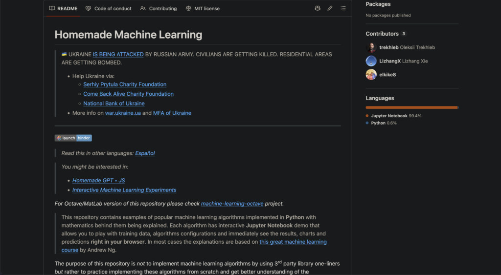 Homemade Machine Learning