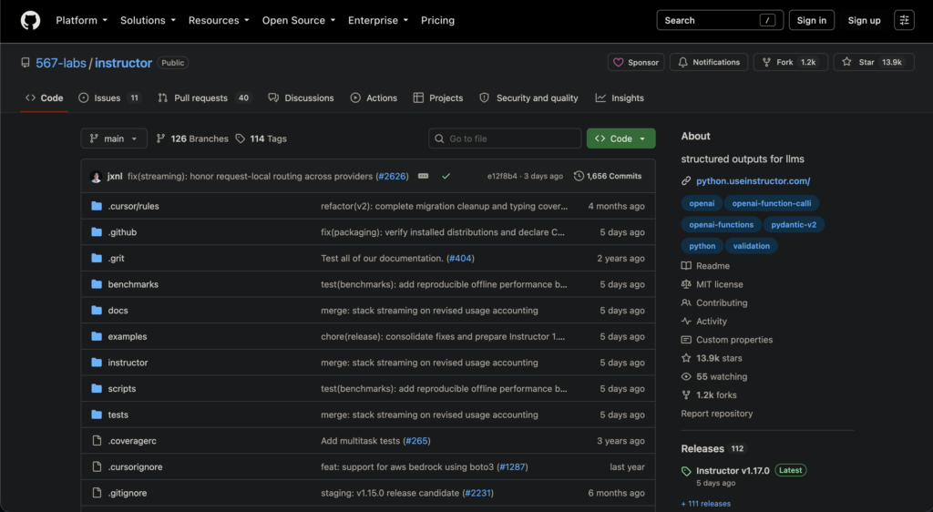 Instructor - GitHub repositories to build with AI