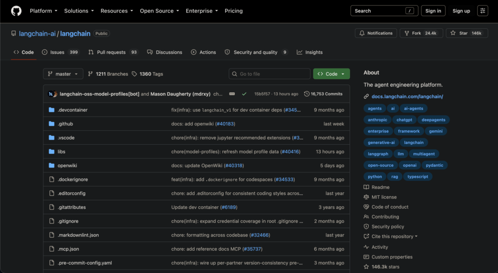 LangChain - GitHub repositories to build with AI