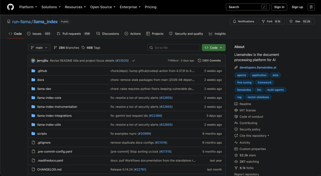 LlamaInde - GitHub repositories to build with AI
