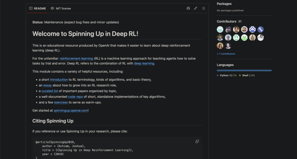Spinning Up in Deep RL